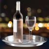 imageOGGI Round Tray Steel 14quot  Ideal Coffee Table Decorative Tray Tea and Bar Serving Tray Stainless SteelStainless Steel