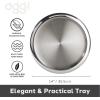 imageOGGI Round Tray Steel 14quot  Ideal Coffee Table Decorative Tray Tea and Bar Serving Tray Stainless SteelStainless Steel