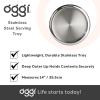 imageOGGI Round Tray Steel 14quot  Ideal Coffee Table Decorative Tray Tea and Bar Serving Tray Stainless SteelStainless Steel