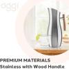 imageOGGI Slimline Stainless Steel Pitcher Stainless Steel Water wIce Guard Water Carafe Great Metal Container for Entertaining Ideal 68oz  2 Lt Drink PitcherStainless Steel w Wood Handle