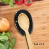 imageOGGI Spooner Ceramic Spoon Rest Spoon Rest for Stove Top Spoon Holder for Countertop Kitchen Decor for Counter Coffee Bar Accessories Midnight BlueGloss Black  Set of 4