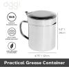 imageOGGI Stainless Steel Grease Container with Handle Removable Strainer and Flip Top Lid Perfect container for fryer oil bacon drippings lard and ghee oil Can capacity  025 Gall  1 Qt  095 Lt1 Quart