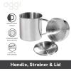 imageOGGI Stainless Steel Grease Container with Handle Removable Strainer and Flip Top Lid Perfect container for fryer oil bacon drippings lard and ghee oil Can capacity  025 Gall  1 Qt  095 Lt1 Quart