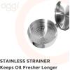 imageOGGI Stainless Steel Grease Container with Handle Removable Strainer and Flip Top Lid Perfect container for fryer oil bacon drippings lard and ghee oil Can capacity  025 Gall  1 Qt  095 Lt1 Quart