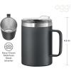 imageOGGI ThermoMug Stainless Steel Insulated Mug Double Wall Vacuum Insulated wHandle ampamp Lid Coffee Cup Camping Mug Travel Thermos 14oz420ml RedBlack