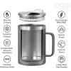imageOGGI ThermoMug Stainless Steel Insulated Mug Double Wall Vacuum Insulated wHandle ampamp Lid Coffee Cup Camping Mug Travel Thermos 14oz420ml RedDaisy