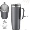 imageOGGI ThermoMug Stainless Steel Insulated Mug Double Wall Vacuum Insulated wHandle ampamp Lid Coffee Cup Camping Mug Travel Thermos 14oz420ml RedGray