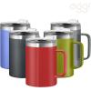 imageOGGI ThermoMug Stainless Steel Insulated Mug Double Wall Vacuum Insulated wHandle ampamp Lid Coffee Cup Camping Mug Travel Thermos 14oz420ml RedRed