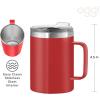 imageOGGI ThermoMug Stainless Steel Insulated Mug Double Wall Vacuum Insulated wHandle ampamp Lid Coffee Cup Camping Mug Travel Thermos 14oz420ml RedRed