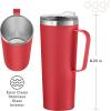 imageOGGI ThermoMug Stainless Steel Insulated Mug Double Wall Vacuum Insulated wHandle ampamp Lid Coffee Cup Camping Mug Travel Thermos 14oz420ml RedRed