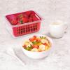 imageOggi Berry Container for Fridge  Double Colander Basket  Ideal Berry Containers for Fridge Includes Berry Colander Insert 875quot x 675quot x 375quot RedRed