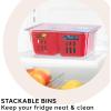 imageOggi Berry Container for Fridge  Double Colander Basket  Ideal Berry Containers for Fridge Includes Berry Colander Insert 875quot x 675quot x 375quot RedRed