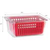 imageOggi Berry Container for Fridge  Double Colander Basket  Ideal Berry Containers for Fridge Includes Berry Colander Insert 875quot x 675quot x 375quot RedRed