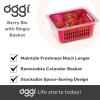 imageOggi Berry Container for Fridge  Double Colander Basket  Ideal Berry Containers for Fridge Includes Berry Colander Insert 875quot x 675quot x 375quot RedRed