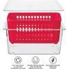 imageOggi Berry Container for Fridge  Double Colander Basket  Ideal Berry Containers for Fridge Includes Berry Colander Insert 875quot x 675quot x 375quot RedRed