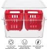 imageOggi Berry Container for Fridge  Double Colander Basket  Ideal Berry Containers for Fridge Includes Berry Colander Insert 875quot x 675quot x 375quot RedRed