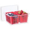 imageOggi Berry Container for Fridge  Double Colander Basket  Ideal Berry Containers for Fridge Includes Berry Colander Insert 875quot x 675quot x 375quot RedRed