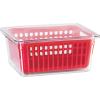 imageOggi Berry Container for Fridge  Double Colander Basket  Ideal Berry Containers for Fridge Includes Berry Colander Insert 875quot x 675quot x 375quot RedRed