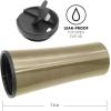 imageOggi CONTOUR Stainless Steel Travel Tumbler  Black 16 oz with flip open lid for hot and cold beveragesChampagne