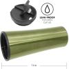 imageOggi CONTOUR Stainless Steel Travel Tumbler  Black 16 oz with flip open lid for hot and cold beveragesOlive