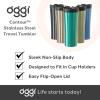 imageOggi CONTOUR Stainless Steel Travel Tumbler  Black 16 oz with flip open lid for hot and cold beveragesPeacock