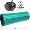 imageOggi CONTOUR Stainless Steel Travel Tumbler  Black 16 oz with flip open lid for hot and cold beveragesPeacock