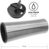 imageOggi CONTOUR Stainless Steel Travel Tumbler  Black 16 oz with flip open lid for hot and cold beveragesSilver