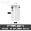 imageOggi Clear Canister with Clamp Lid 28 oz  Large Airtight Food Storage Container for Kitchen ampamp Pantry Storage of Bulk Dry Foods Including Pasta Flour Sugar Coffee Rice Tea Spices ampamp Herbs72Fluid Ounce