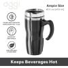 imageOggi Multigrip Stainless Steel Thermal Travel Mug  Olive 16oz with slide open lid for hot and cold beveragesBlack