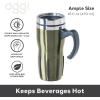 imageOggi Multigrip Stainless Steel Thermal Travel Mug  Olive 16oz with slide open lid for hot and cold beveragesOlive