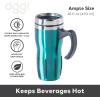 imageOggi Multigrip Stainless Steel Thermal Travel Mug  Olive 16oz with slide open lid for hot and cold beveragesPeacock