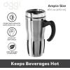 imageOggi Multigrip Stainless Steel Thermal Travel Mug  Olive 16oz with slide open lid for hot and cold beveragesStainless