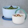 imageOggi Prep Store ampamp Serve Plastic Bowl wSeeThru Lid Dishwasher Microwave ampamp Freezer Safe 4 qt Blue wDk Blue LidBlue wDk Blue Lid