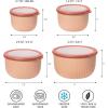imageOggi Prep Store ampamp Serve Plastic Bowl wSeeThru Lid Dishwasher Microwave ampamp Freezer Safe 4 qt Blue wDk Blue LidBlush wBrick Red Lid