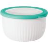 imageOggi Prep Store ampamp Serve Plastic Bowl wSeeThru Lid Dishwasher Microwave ampamp Freezer Safe 4 qt Blue wDk Blue LidWhiteAqua