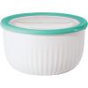 imageOggi Prep Store ampamp Serve Plastic Bowl wSeeThru Lid Dishwasher Microwave ampamp Freezer Safe 4 qt Blue wDk Blue LidWhiteAqua