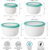 imageOggi Prep Store ampamp Serve Plastic Bowl wSeeThru Lid Dishwasher Microwave ampamp Freezer Safe 4 qt Blue wDk Blue LidWhiteAqua