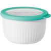 imageOggi Prep Store ampamp Serve Plastic Bowl wSeeThru Lid Dishwasher Microwave ampamp Freezer Safe 4 qt Blue wDk Blue LidWhiteAqua