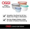 imageOggi Prep Store ampamp Serve Plastic Bowl wSeeThru Lid Dishwasher Microwave ampamp Freezer Safe 4 qt Blue wDk Blue LidWhiteAqua
