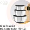 imageOggi Stainless Steel 3Piece Bowl Set with Lids 72870Stainless Steel