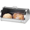 imageOggi Stainless Steel Hinged Top Bread Box for Kitchen Countertop with Bamboo Lid  Fits Multiple Large Loaves of Bread and Other Freshly Baked Goods Including Cookies Bagels Muffins Warm Gray15Inch by 714Inch by 1Inch