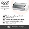 imageOggi Stainless Steel Hinged Top Bread Box for Kitchen Countertop with Bamboo Lid  Fits Multiple Large Loaves of Bread and Other Freshly Baked Goods Including Cookies Bagels Muffins Warm Gray15Inch by 714Inch by 1Inch