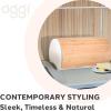 imageOggi Stainless Steel Hinged Top Bread Box for Kitchen Countertop with Bamboo Lid  Fits Multiple Large Loaves of Bread and Other Freshly Baked Goods Including Cookies Bagels Muffins Warm Gray1475inch by 95inch by 85inch