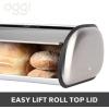imageOggi Stainless Steel Hinged Top Bread Box for Kitchen Countertop with Bamboo Lid  Fits Multiple Large Loaves of Bread and Other Freshly Baked Goods Including Cookies Bagels Muffins Warm Gray175 Inch by 75 Inch by 115 Inch