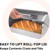 imageOggi Stainless Steel Hinged Top Bread Box for Kitchen Countertop with Bamboo Lid  Fits Multiple Large Loaves of Bread and Other Freshly Baked Goods Including Cookies Bagels Muffins Warm Gray1525 x 825 x 825 Inches