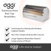 imageOggi Stainless Steel Hinged Top Bread Box for Kitchen Countertop with Bamboo Lid  Fits Multiple Large Loaves of Bread and Other Freshly Baked Goods Including Cookies Bagels Muffins Warm Gray1525 x 825 x 825 Inches