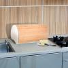 imageOggi Stainless Steel Hinged Top Bread Box for Kitchen Countertop with Bamboo Lid  Fits Multiple Large Loaves of Bread and Other Freshly Baked Goods Including Cookies Bagels Muffins Warm Gray1475inch by 95inch by 85inch