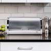 imageOggi Stainless Steel Hinged Top Bread Box for Kitchen Countertop with Bamboo Lid  Fits Multiple Large Loaves of Bread and Other Freshly Baked Goods Including Cookies Bagels Muffins Warm Gray15Inch by 714Inch by 1Inch