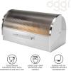 imageOggi Stainless Steel Hinged Top Bread Box for Kitchen Countertop with Bamboo Lid  Fits Multiple Large Loaves of Bread and Other Freshly Baked Goods Including Cookies Bagels Muffins Warm Gray1525 x 825 x 825 Inches