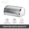 imageOggi Stainless Steel Hinged Top Bread Box for Kitchen Countertop with Bamboo Lid  Fits Multiple Large Loaves of Bread and Other Freshly Baked Goods Including Cookies Bagels Muffins Warm Gray15Inch by 714Inch by 1Inch